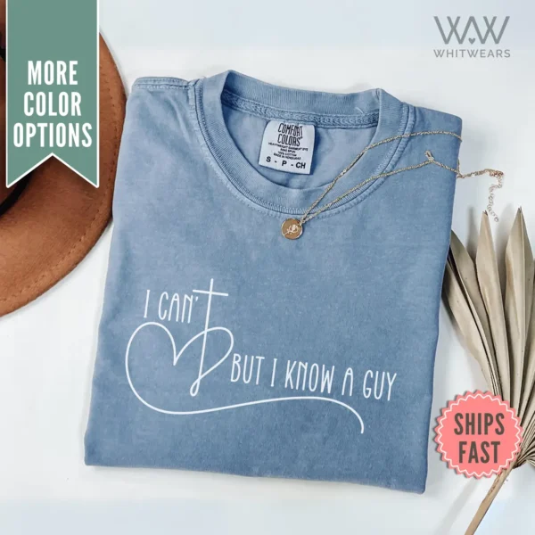 Chambray Ladies Christian T-Shirt – I Can’t But I Know a Guy Cross Design