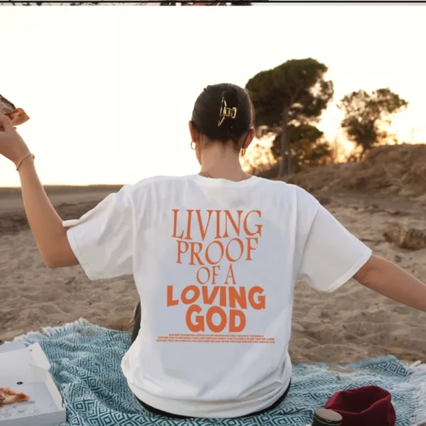 White Ladies Jesus T-Shirt – Living Proof of a Loving God Design