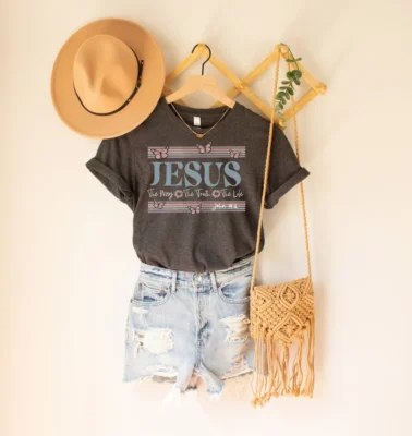 Pepper Ladies Jesus T-Shirt – John 14:6 The Way The Truth The Life Design - S