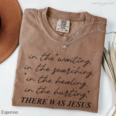 Yam Ladies Christian T-Shirt – There Was Jesus Inspirational Quote - S